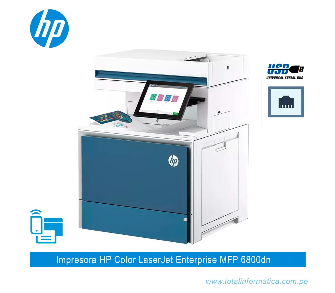 IMPRESORA HP COLOR LASERJET ENTERPRISE MFP 6800DN 6QN35A, 55PPM - imagen 2