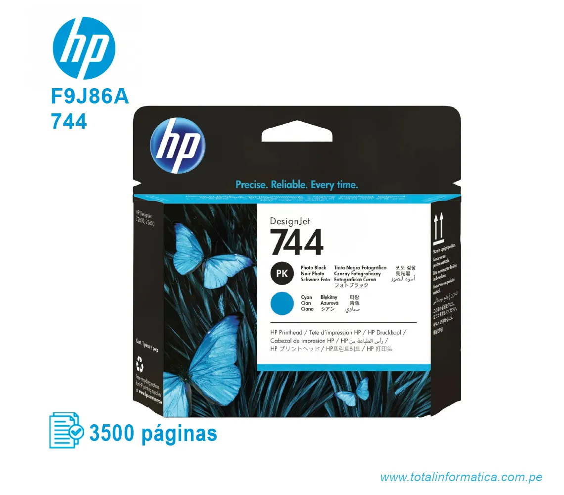 CABEZAL HP 744 ( F9J86A ) DESIGNJET Z2600, Z5600 PHOTO BLACK Y CYAN - imagen 1