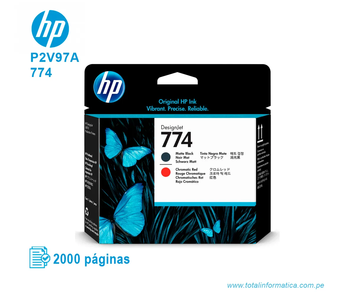 CABEZAL HP 774 ( P2V97A ) Z6810, MTTE BLACK Y CHROM RED - imagen 1