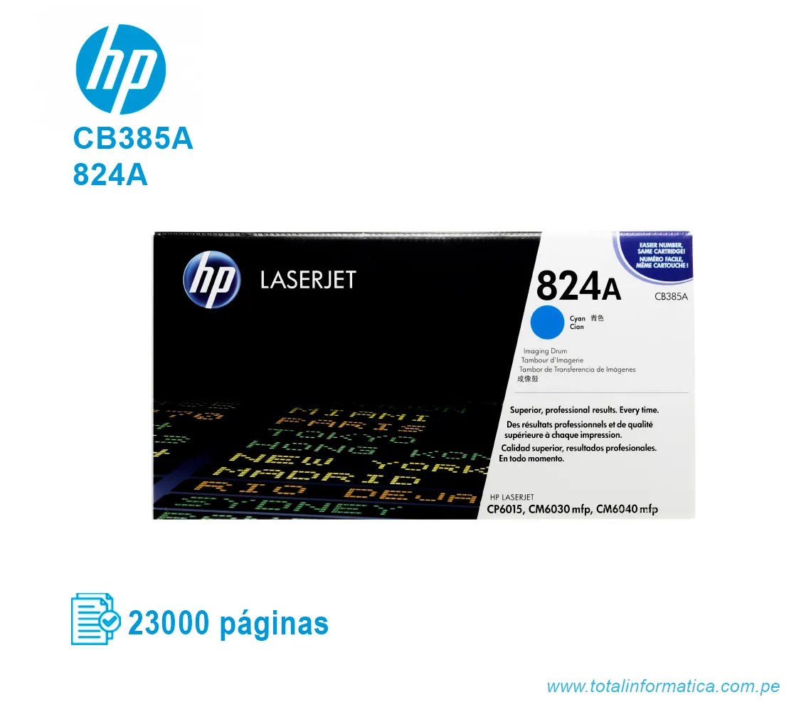 TAMBOR HP 824A ( CB385A ) LASERJET 6015, CM6040 CYAN - imagen 1