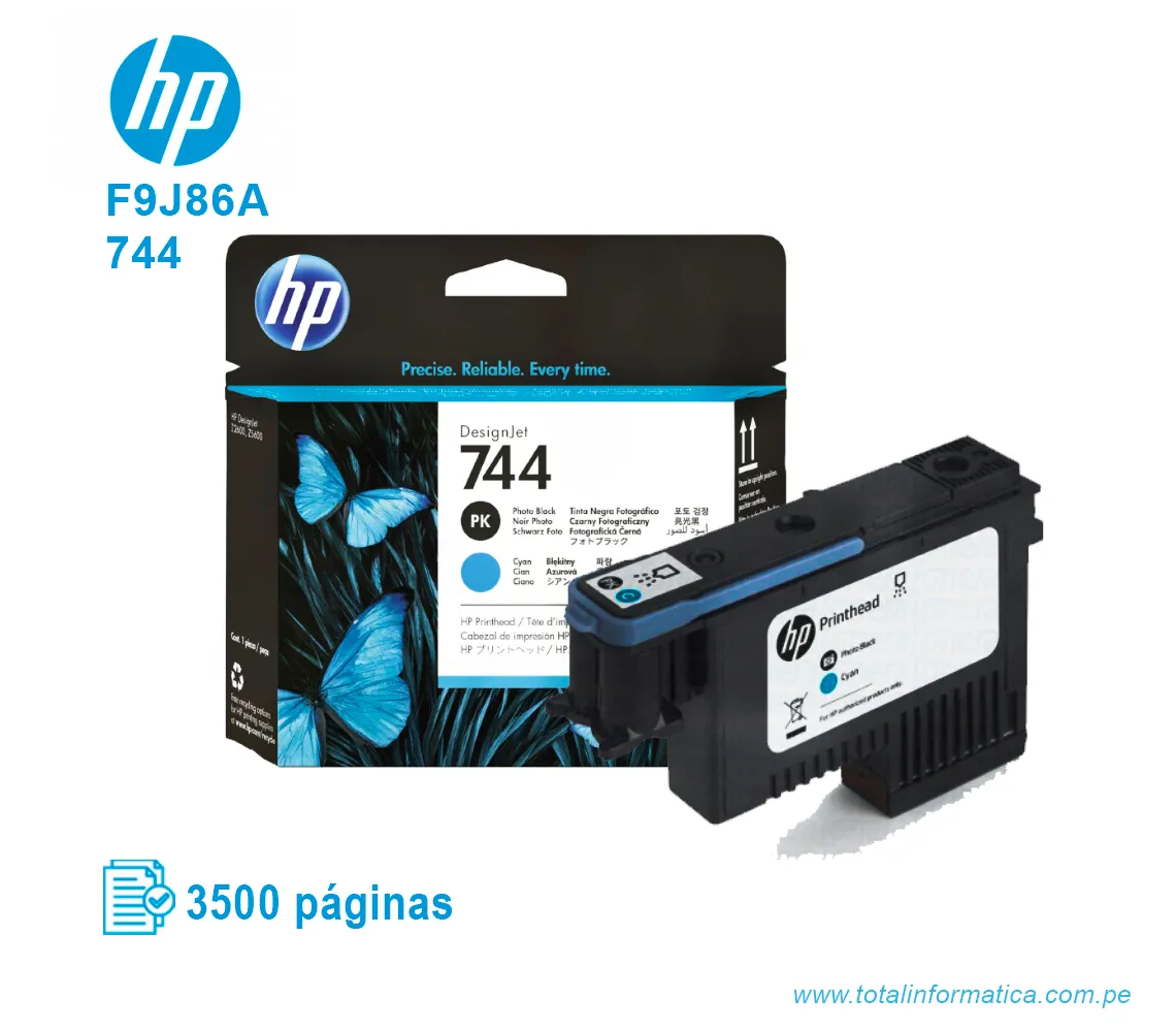 CABEZAL HP 744 ( F9J86A ) DESIGNJET Z2600, Z5600 PHOTO BLACK Y CYAN - imagen 2