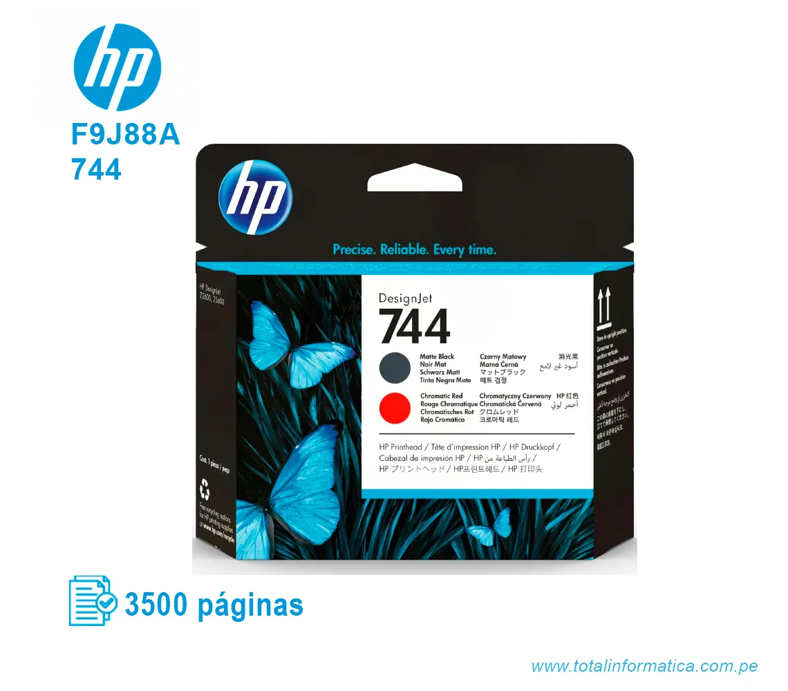 CABEZAL HP 744 ( F9J88A ) DESIGNJET Z2600, Z5600 BLACK Y CHROM RED - imagen 1