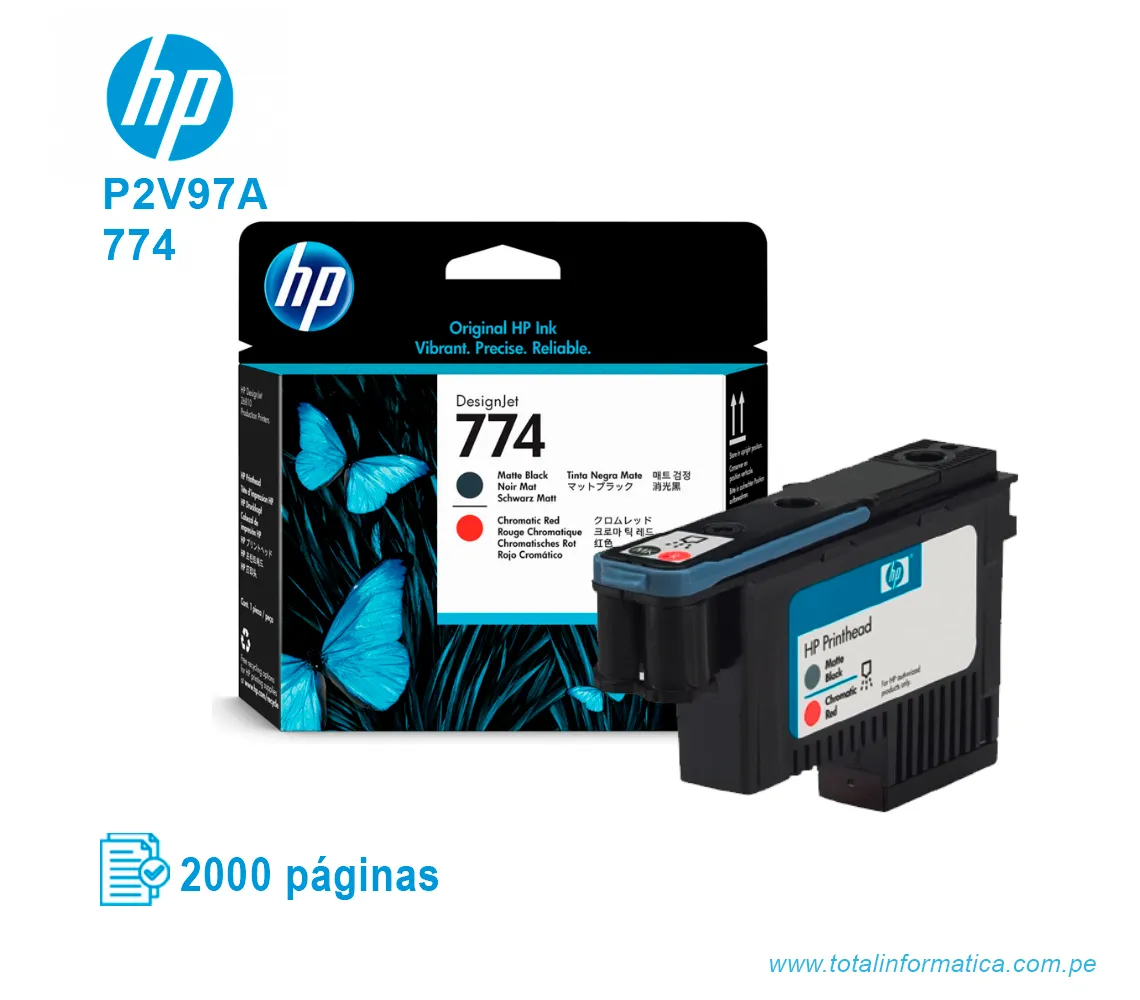CABEZAL HP 774 ( P2V97A ) Z6810, MTTE BLACK Y CHROM RED - imagen 2