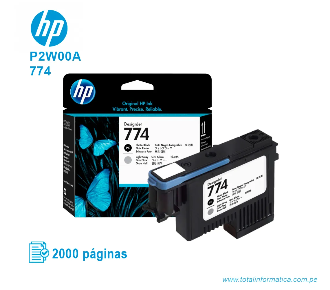 CABEZAL HP 774 ( P2W00A ) Z6810, PH BLACK Y LT GRAY - imagen 2