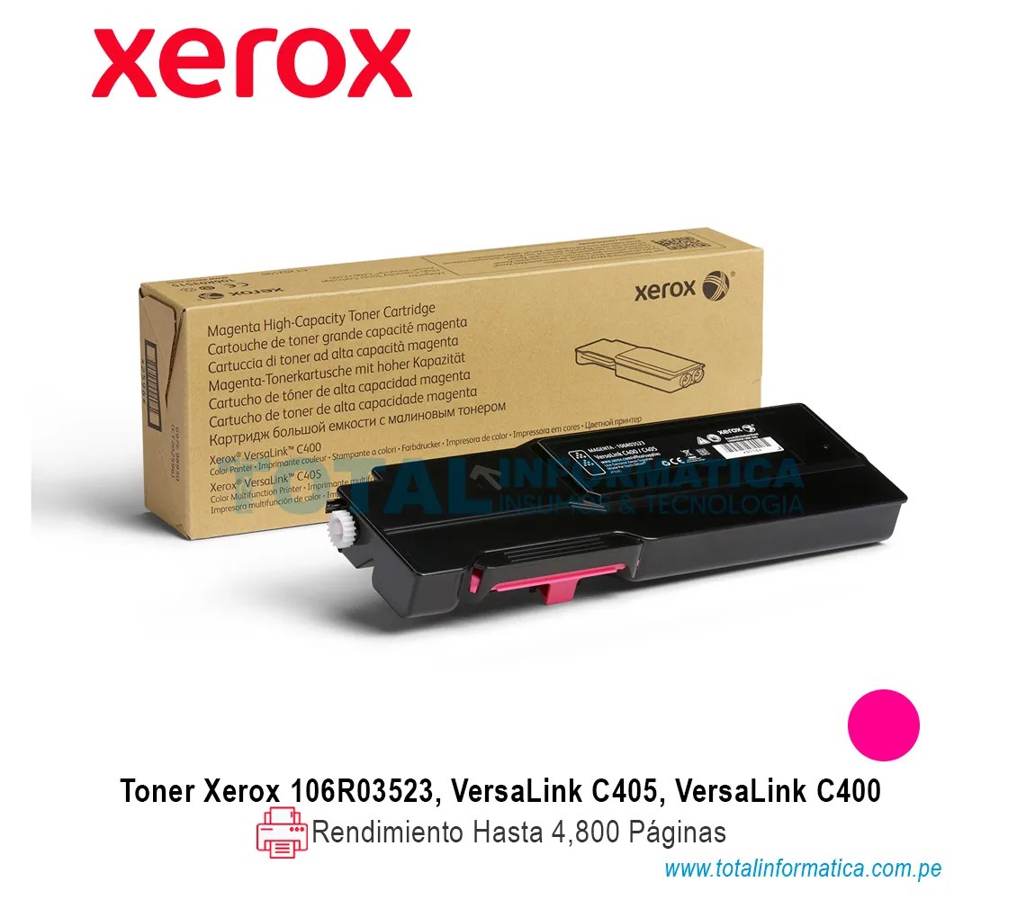 TONER XEROX ( 106R03523 ) VERSALINK C400, C405, MAGENTA 4,800 PAG - imagen 1