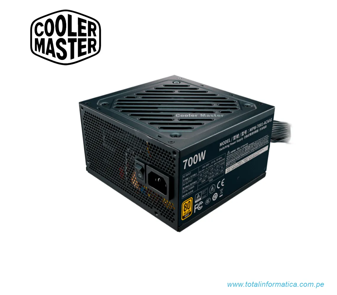 FUENTE DE PODER COOLER MASTER G700 GOLD 80 PLUS GOLD 700W ATX-NO MODULAR(MPW-7001-ACAAG-U2) - imagen 2