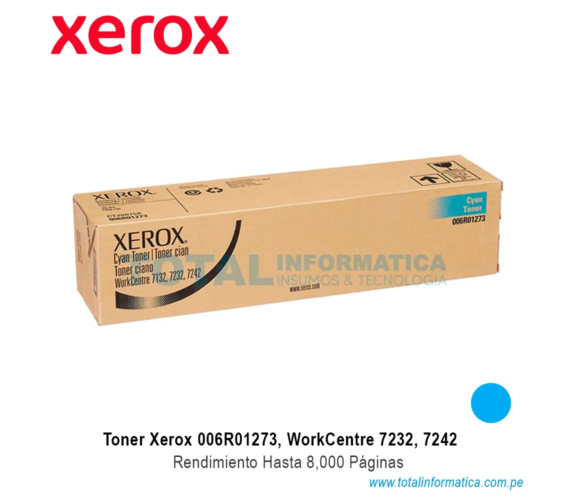 TONER XEROX ( 006R01273 ) WORKCENTRE 7132, 7242, CYAN, 8K PAG - imagen 1
