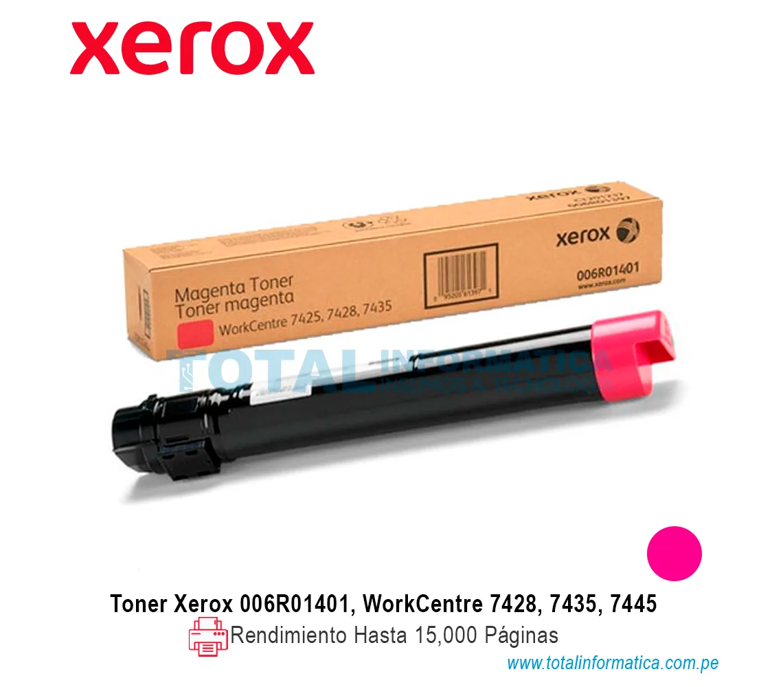 TONER XEROX ( 006R01401 ) WORKCENTRE 7428, 7445, MAGENTA 15K PAG - imagen 2