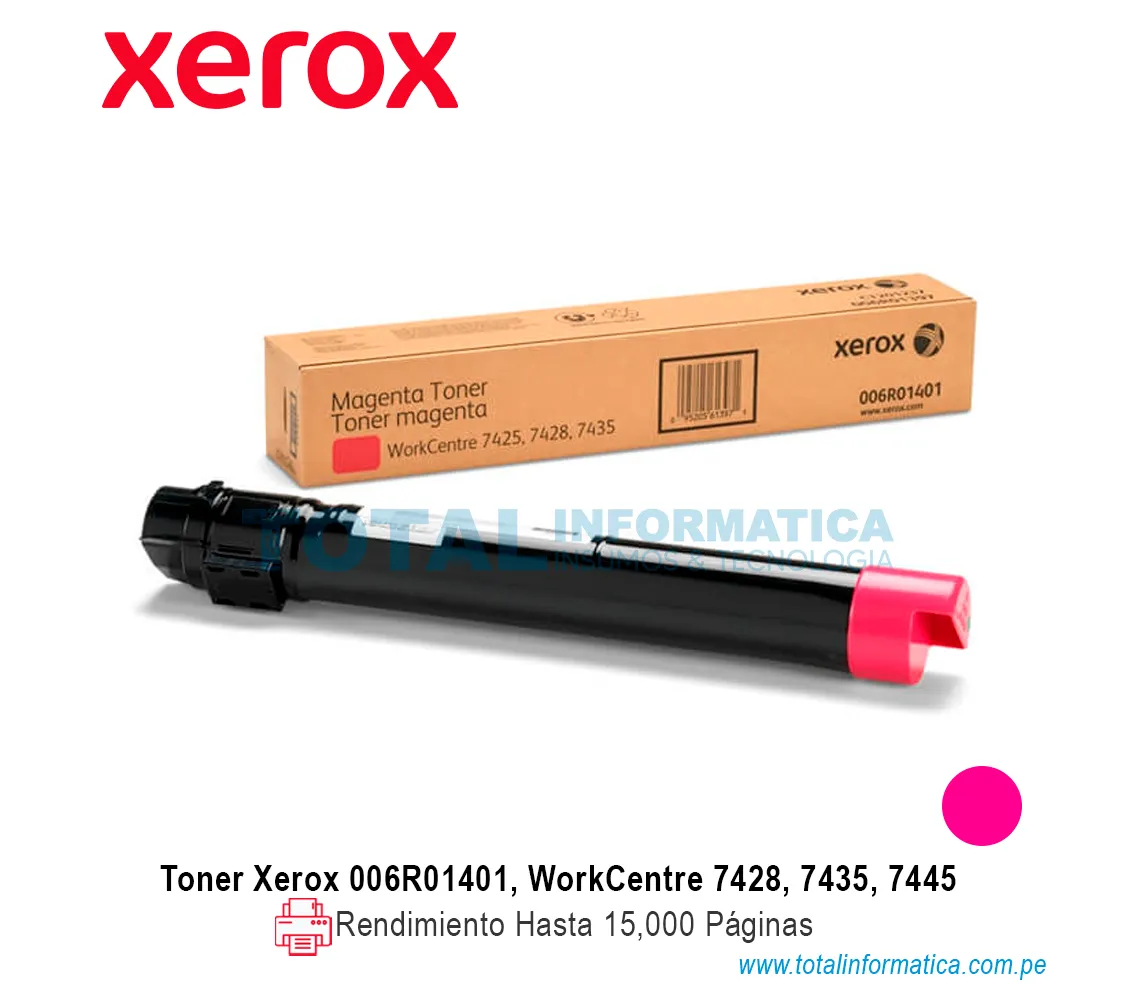 TONER XEROX ( 006R01401 ) WORKCENTRE 7428, 7445, MAGENTA 15K PAG - imagen 1