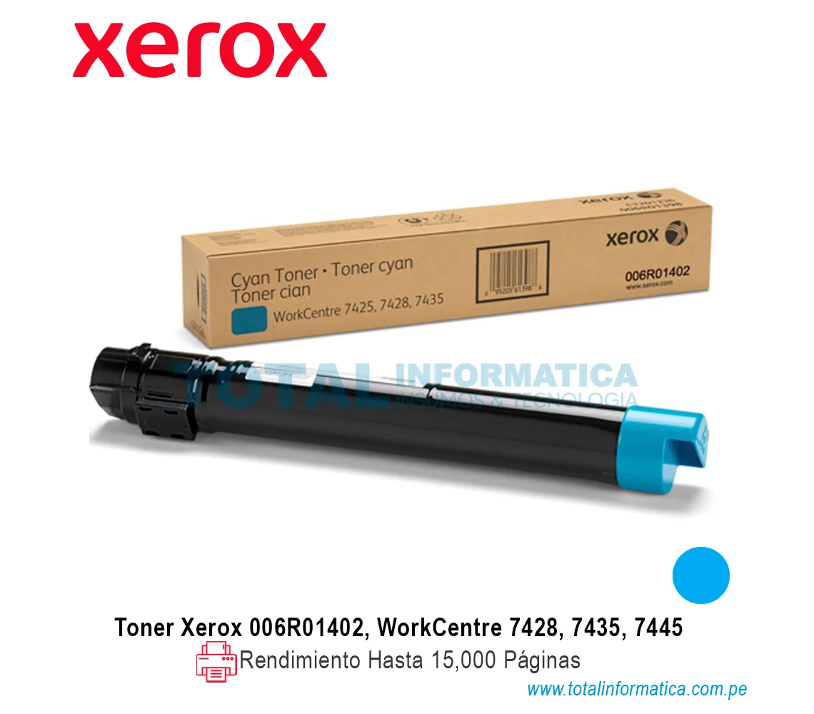 TONER XEROX ( 006R01402 ) WORKCENTRE 7428, 7445, CYAN, 15K PAG - imagen 1