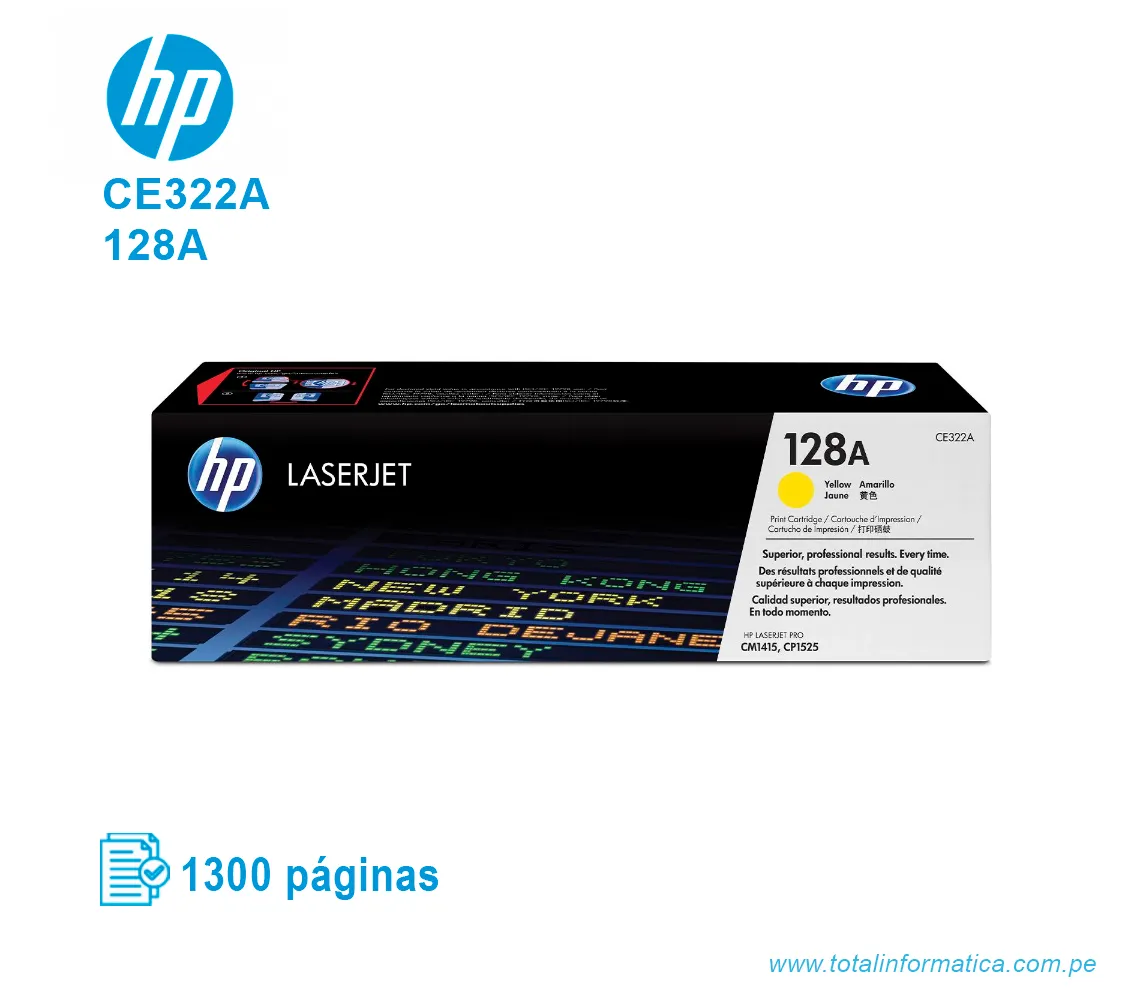 TONER HP 128A YELLOW ( CE322A ) LASERJET PRO CM1415, 1300 PGS - imagen 1