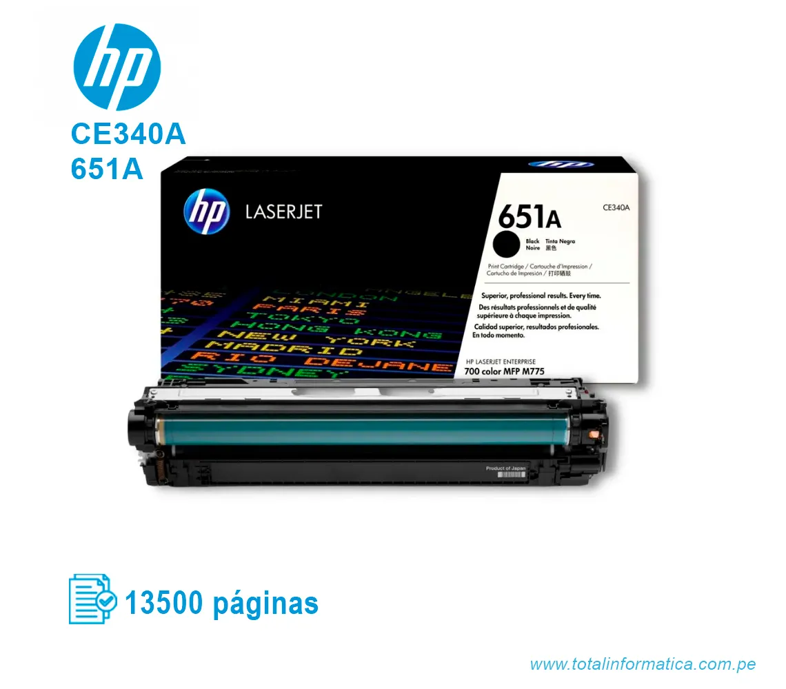 TONER HP 651A BLACK ( CE340A ) LASERJET MFP M775, 13.5K PGS - imagen 2
