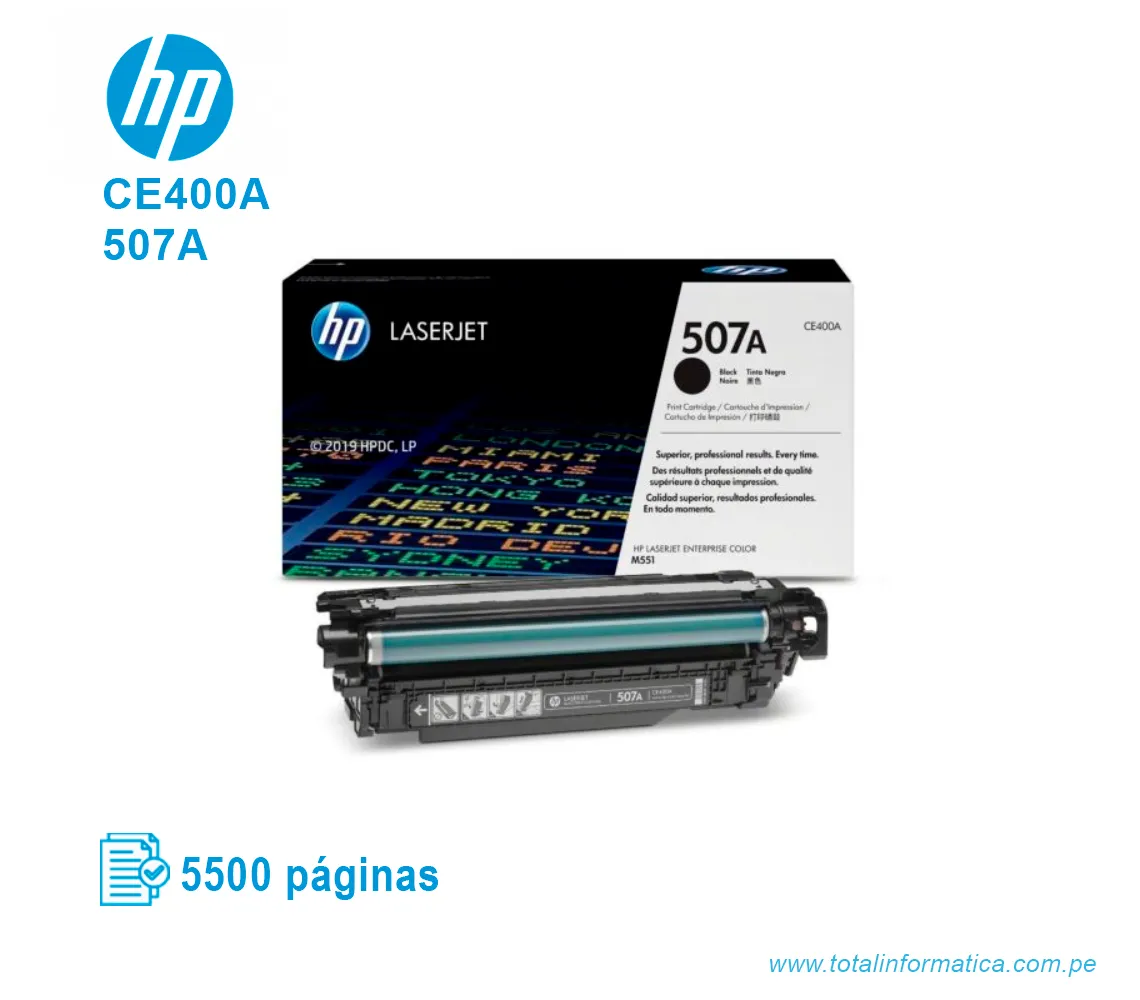 TONER HP 507A BLACK ( CE400A ) LASERJET M551N, 5500 PGS - imagen 2