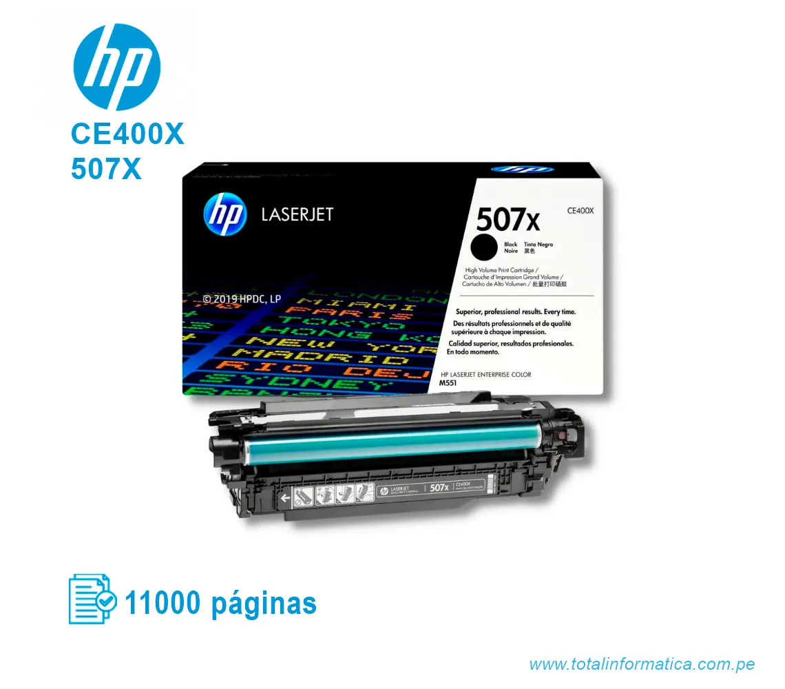 TONER HP 507X BLACK ( CE400X ) LASERJET M551N, 11000 PGS - imagen 2