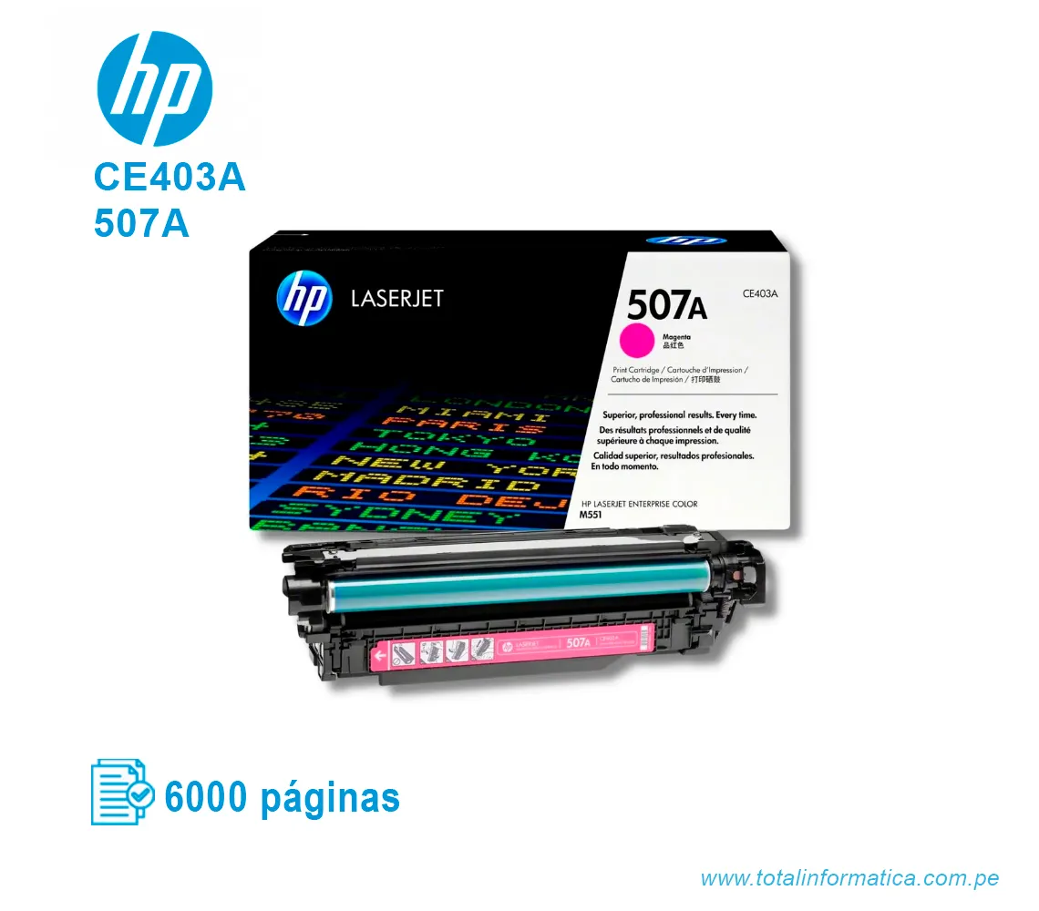 TONER HP 507A MAGENTA ( CE403A ) LASERJET M551N, 6000 PGS - imagen 2