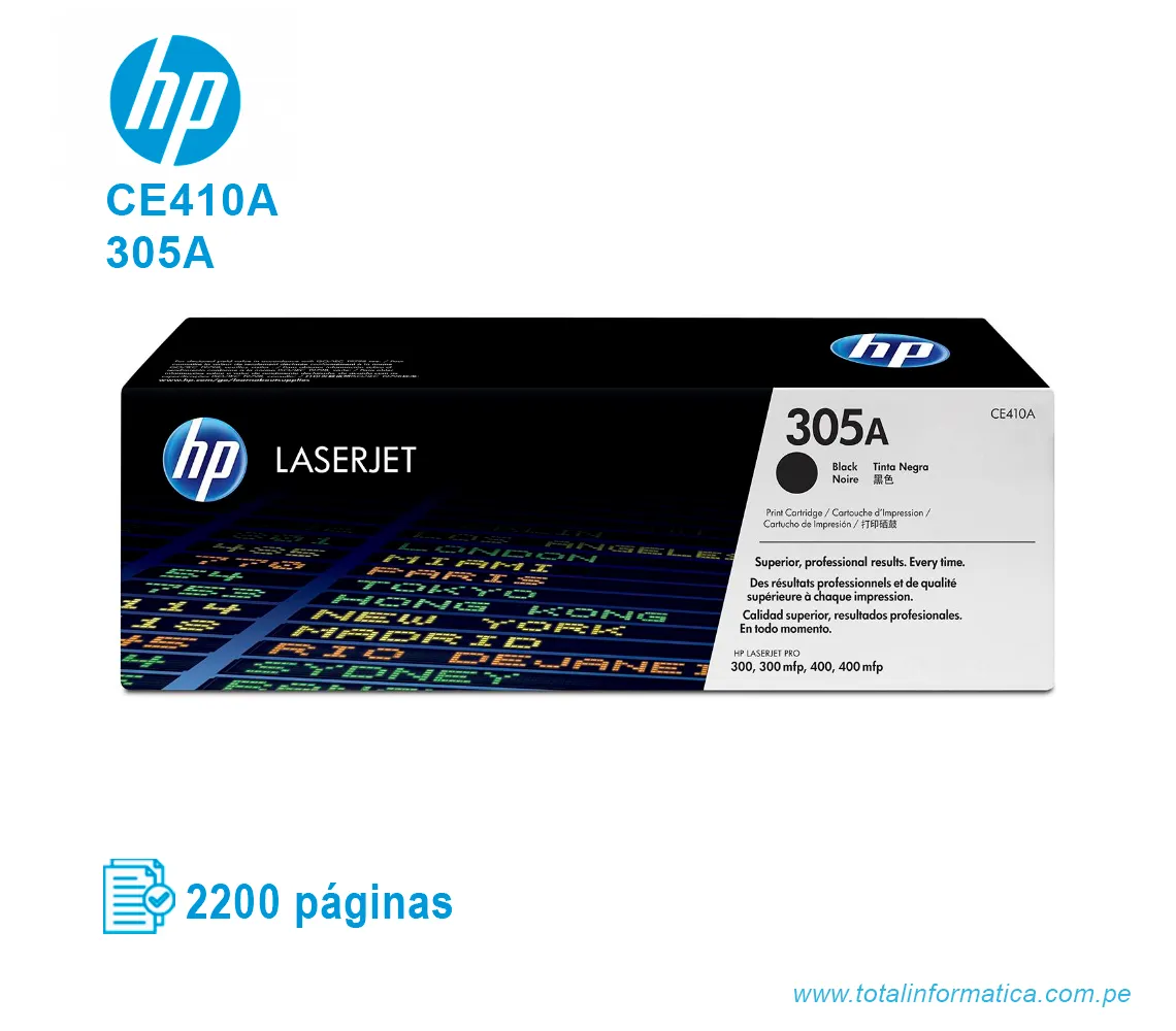TONER HP 305A BLACK ( CE410A ) LASERJET PRO M351, 2200 PGS - imagen 1