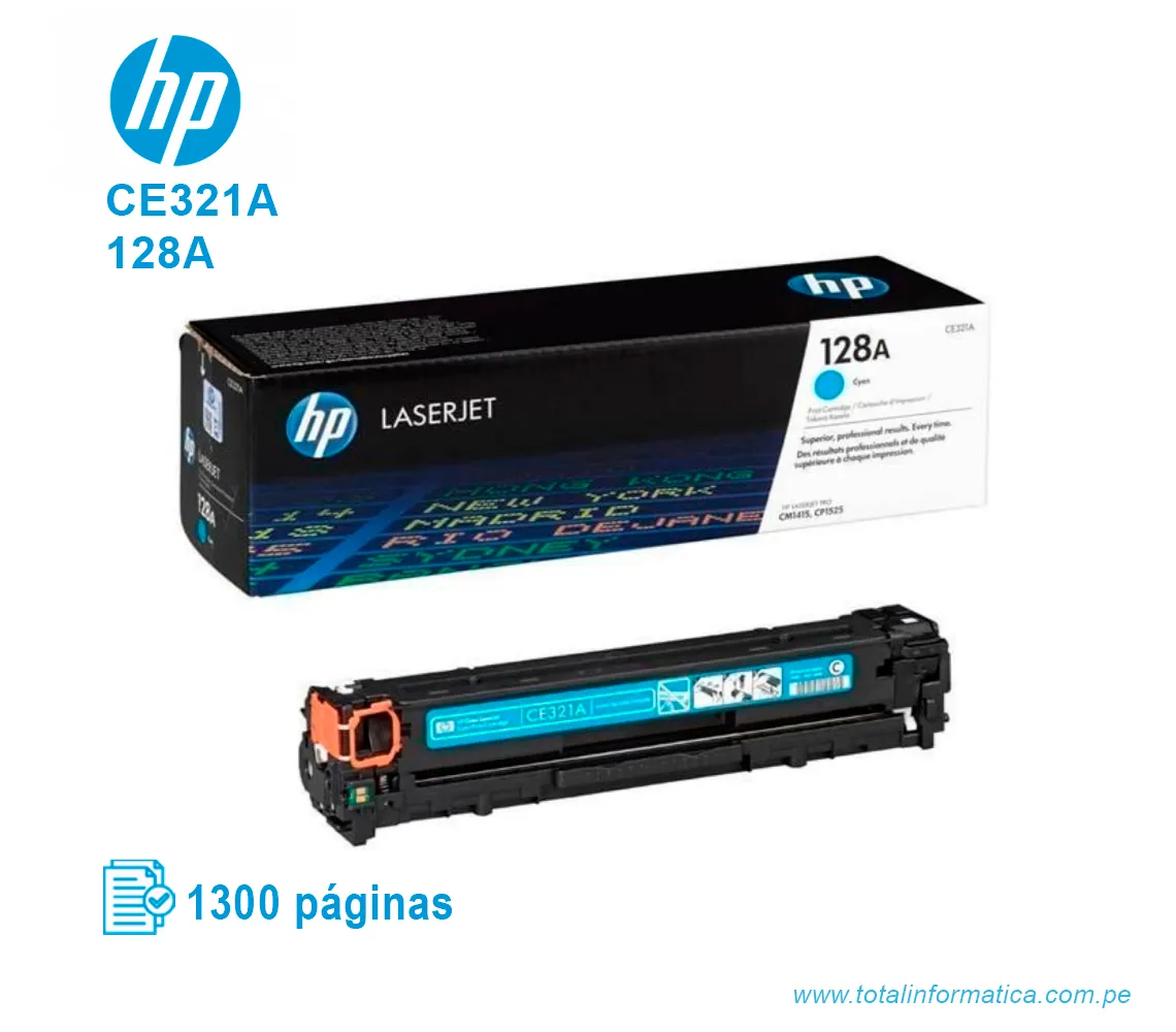 TONER HP 128A CYAN ( CE321A ) LASERJET PRO CM1415, 1300 PGS - imagen 2