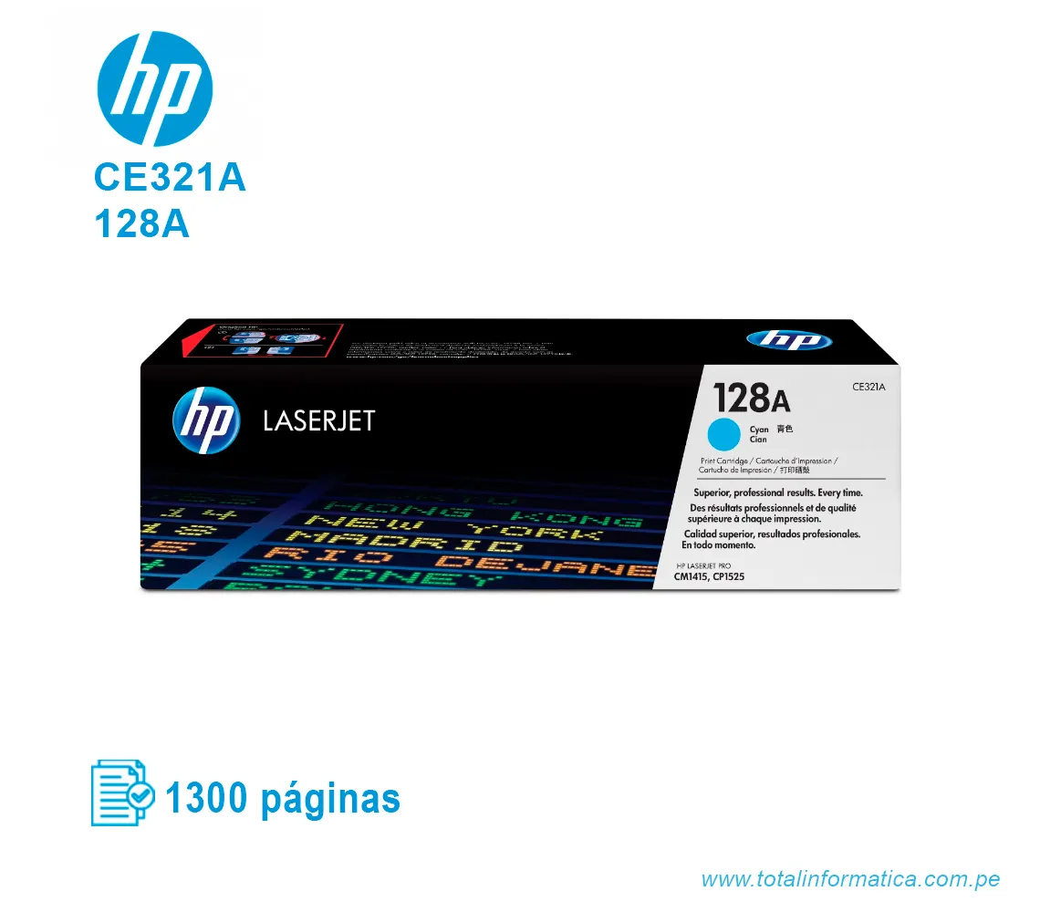 TONER HP 128A CYAN ( CE321A ) LASERJET PRO CM1415, 1300 PGS - imagen 1