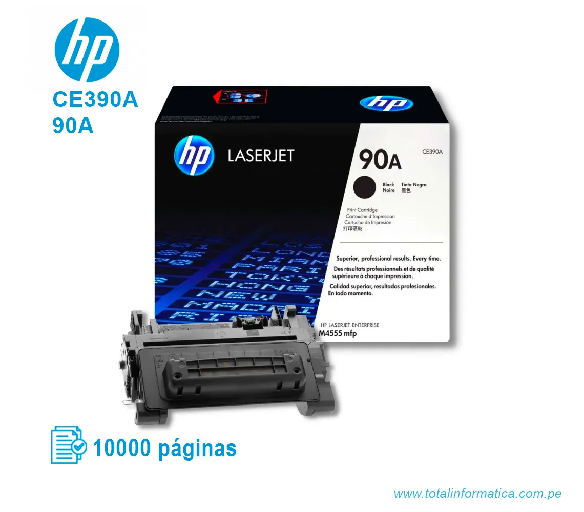TONER HP 90A BLACK ( CE390A ) LASERJET, M4555, 10K PGS - imagen 2