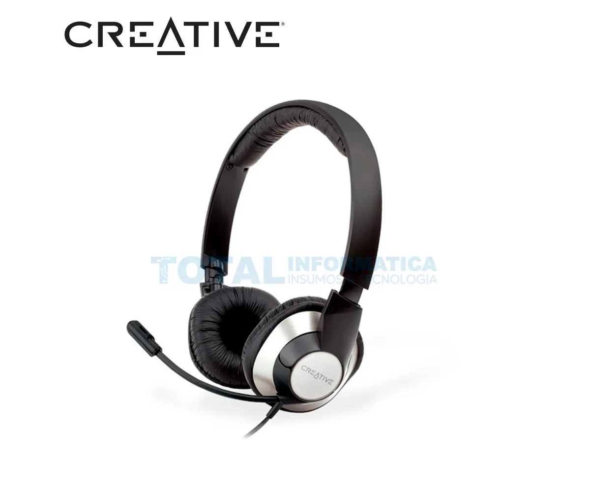 AUDIFONO CREATIVE CHATMAX HS-720, USB CANCELADOR DE RUIDO, NEGRO CON PLATA - imagen 2