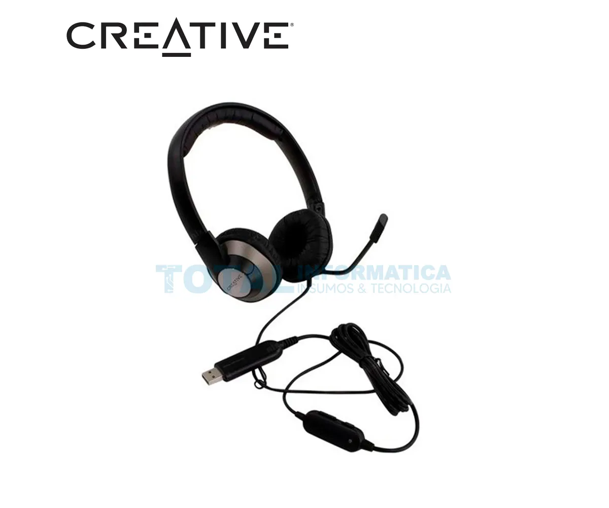 AUDIFONO CREATIVE CHATMAX HS-720, USB CANCELADOR DE RUIDO, NEGRO CON PLATA - imagen 3