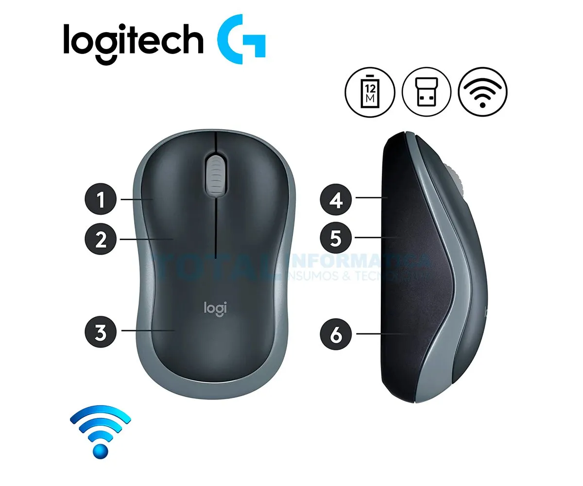 MOUSE LOGITECH M185 ( 910-002225 ) INALÁMBRICO, GRIS - imagen 2