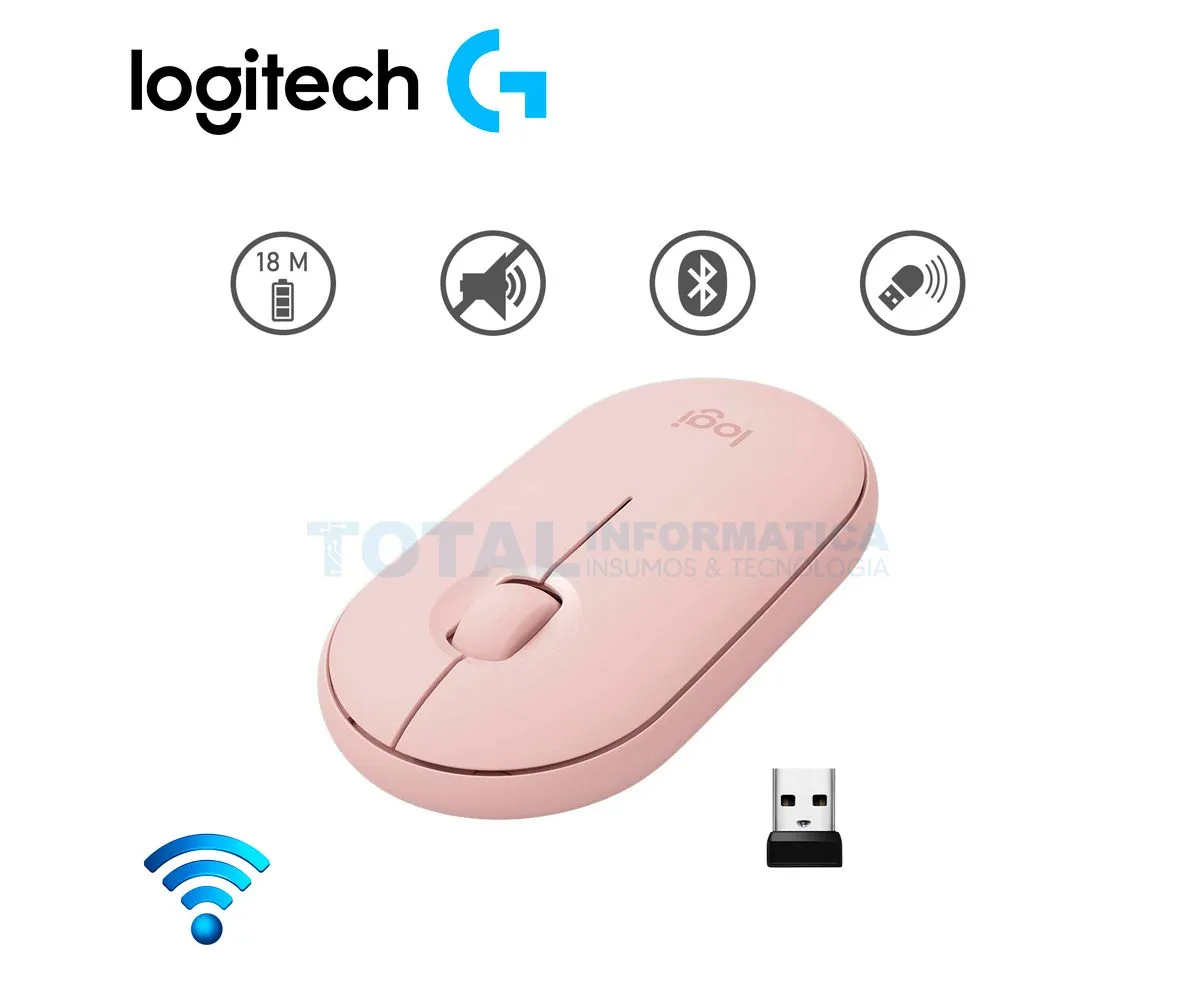 MOUSE LOGITECH PEBBLE M350 SILENT ( 910-005769 ) INALÁMBRICO, BLUETOOTH ROSE - imagen 2