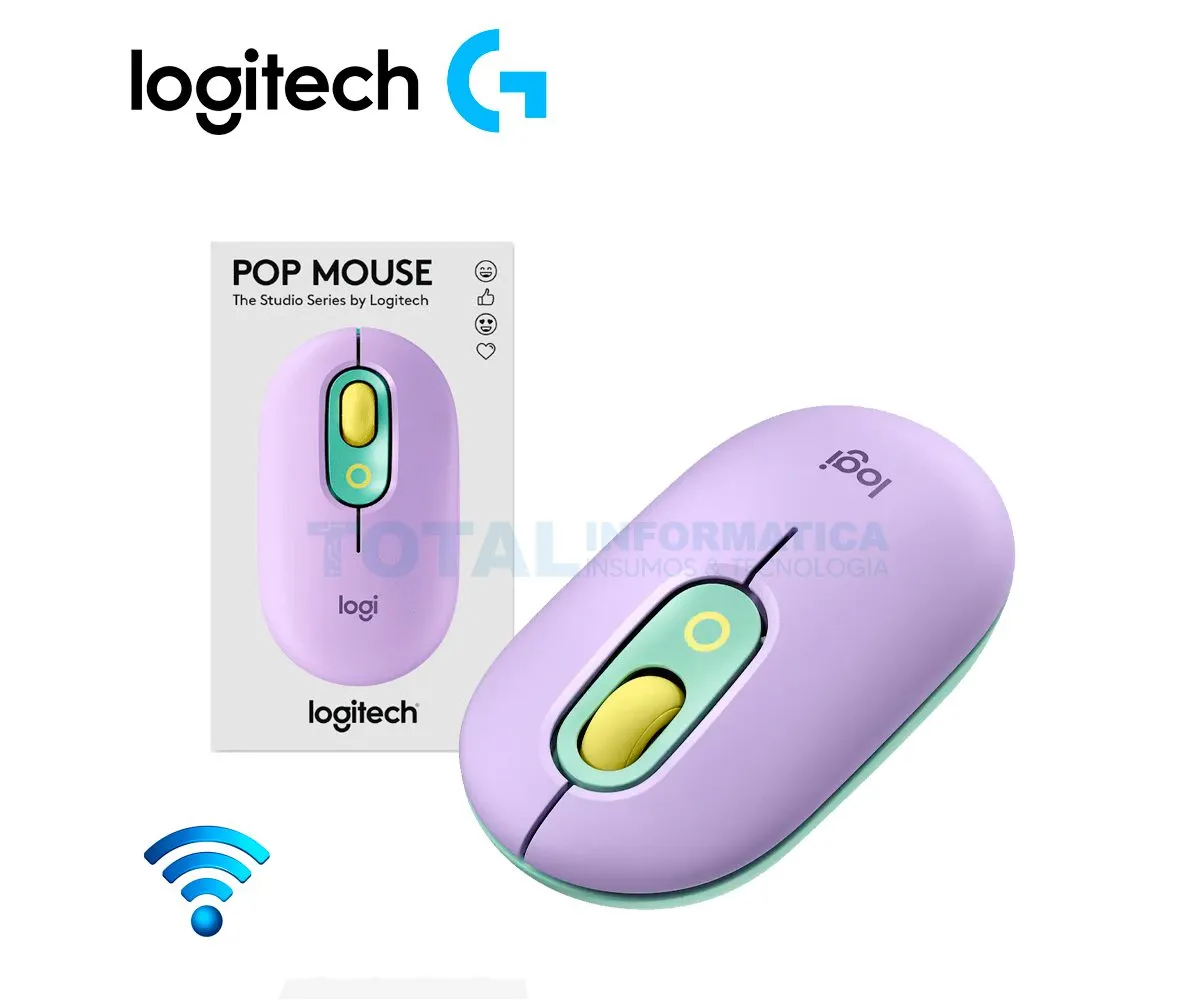 MOUSE LOGITECH POP ( 910-006544 ) BLUETOOTH, FRESH VIBES, LILA CON VERDE - imagen 1