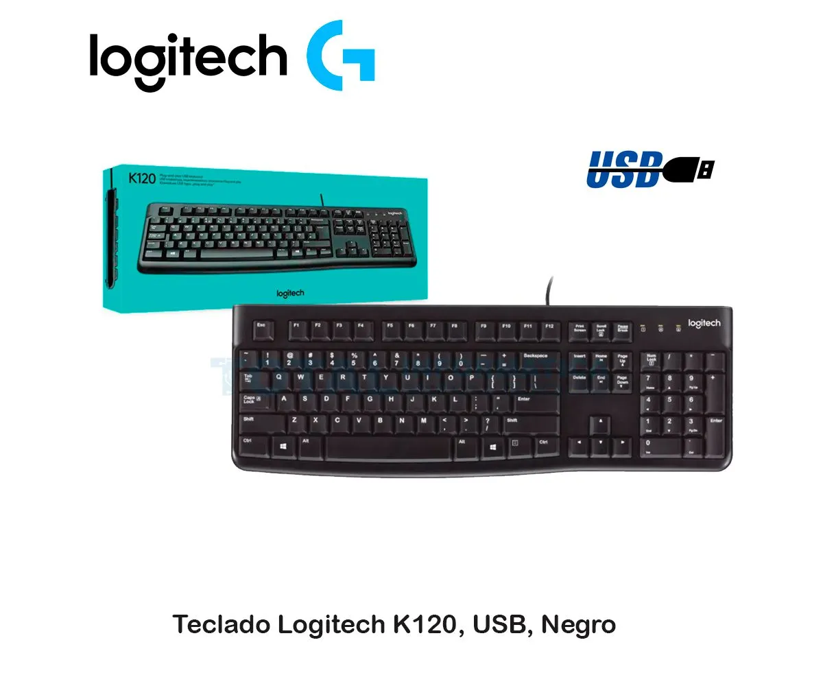 TECLADO LOGITECH K120 ( 920-004422 ) USB SP, NEGRO - imagen 1