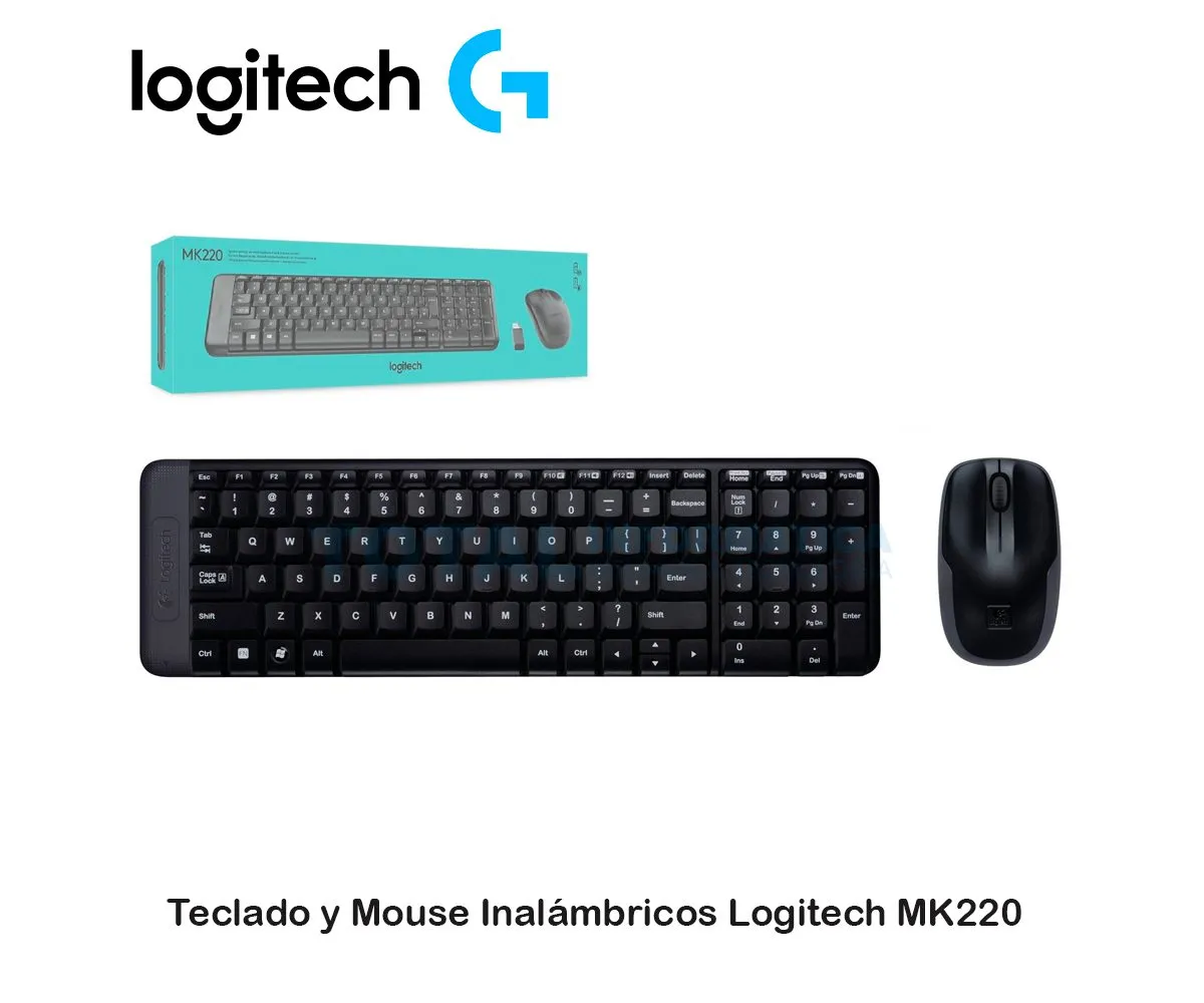 COMBO TECLADO LOGITECH + MOUSE MK220 INALAMBRICO USB SP ( 920-004430 ) NEGRO - imagen 1