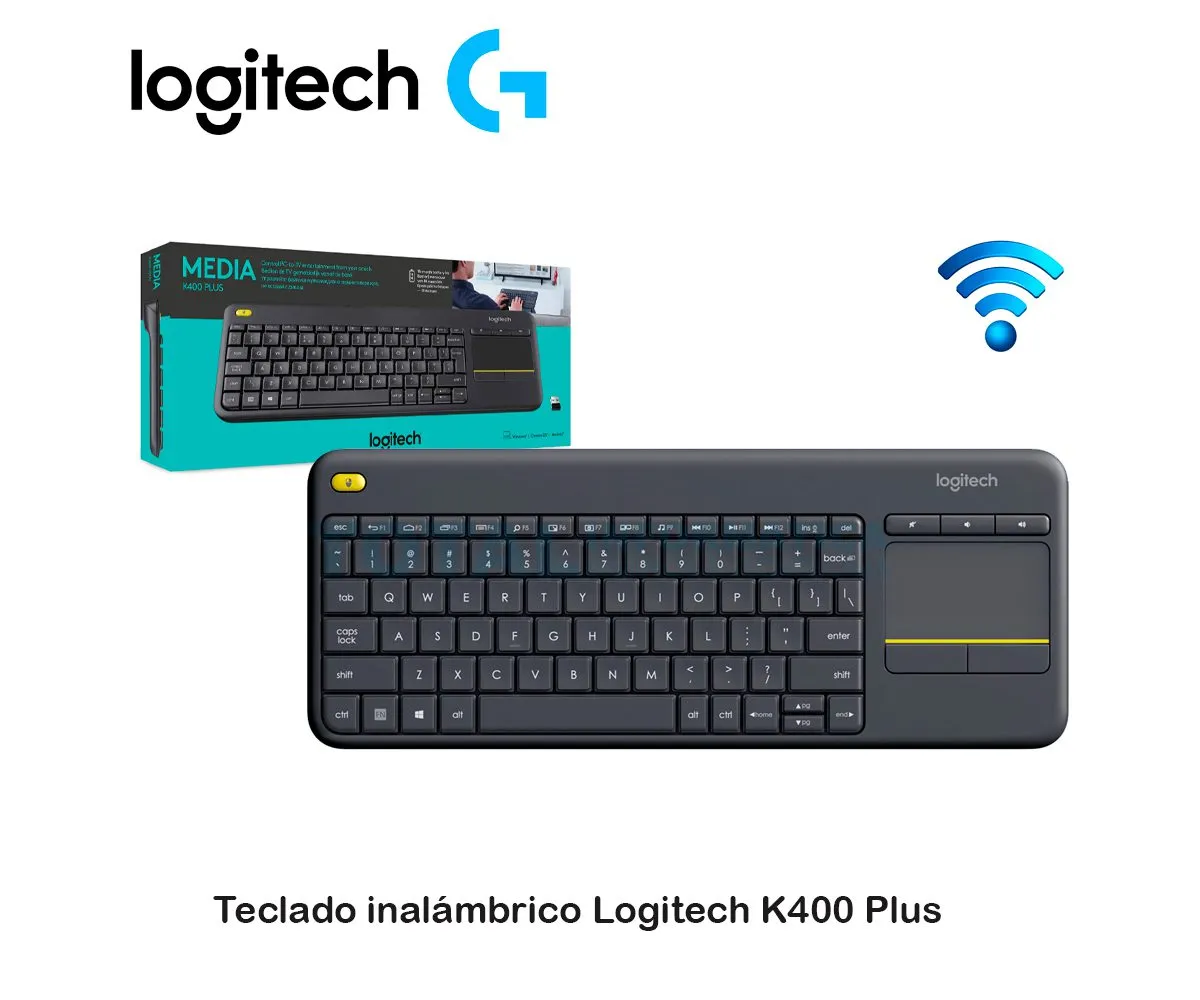 TECLADO LOGITECH K400 PLUS ( C920-007123 ) WIRELESS TOUCH SP, BLACK - imagen 1