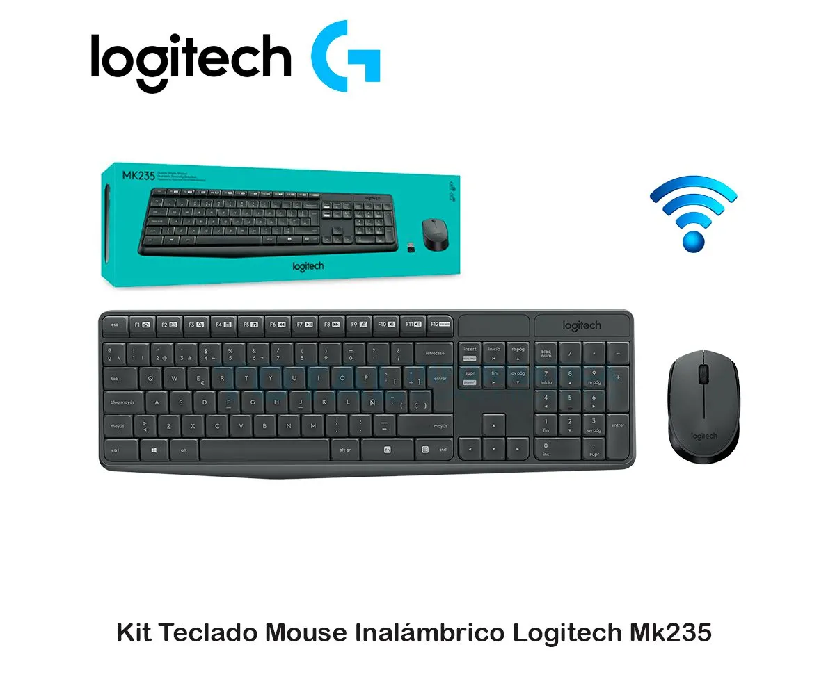 COMBO TECLADO LOGITECH + MOUSE MK235 INALAMBRICO USB SP ( 920-007901 ) NEGRO - imagen 1