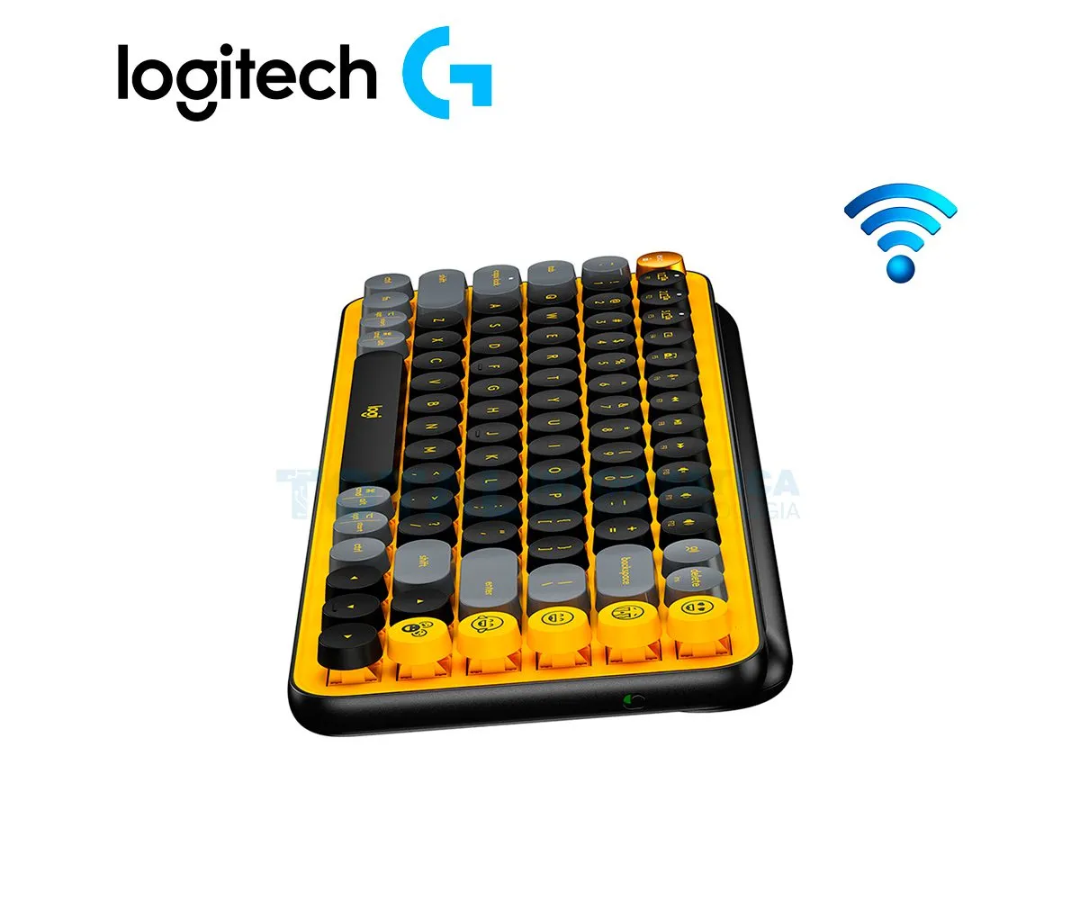 TECLADO LOGITECH POP ( 920-010713 ) INALÁMBRICO, NEGRO CON AMARILLO - imagen 2