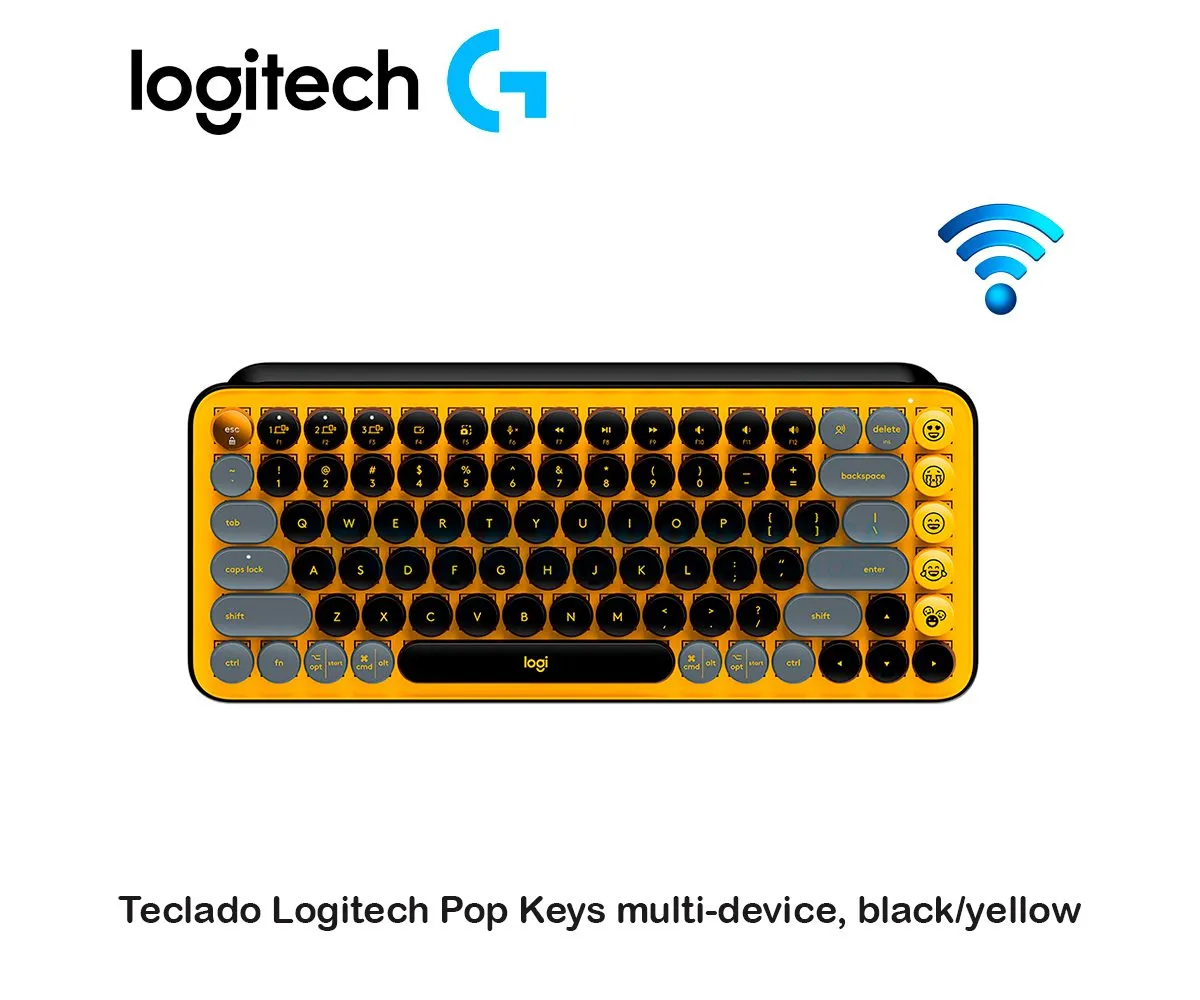 TECLADO LOGITECH POP ( 920-010713 ) INALÁMBRICO, NEGRO CON AMARILLO - imagen 1