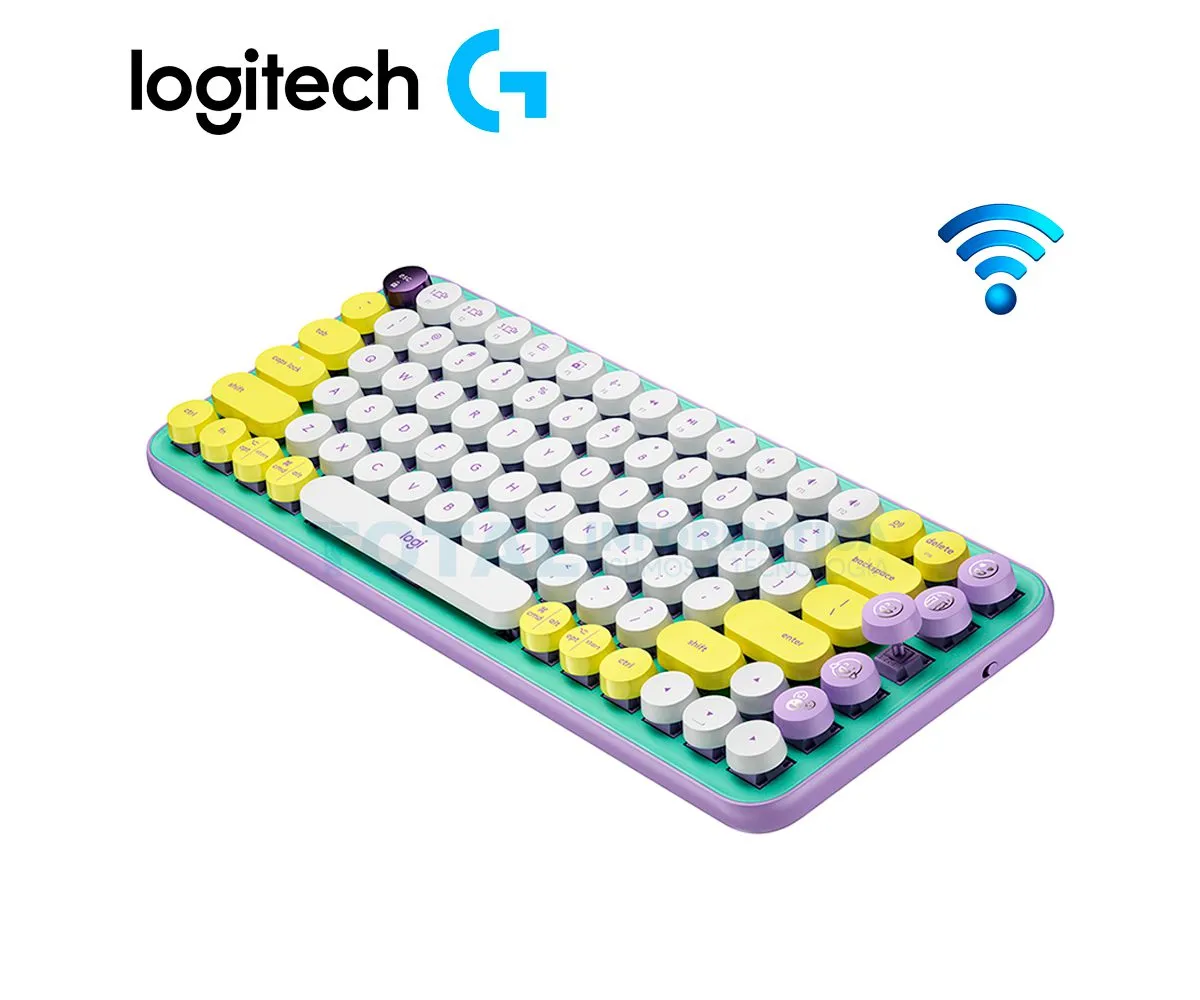 TECLADO LOGITECH POP KEYS ( 920-010714 ) INALÁMBRICO FRESH VIBES LILA CON VERDE - imagen 2