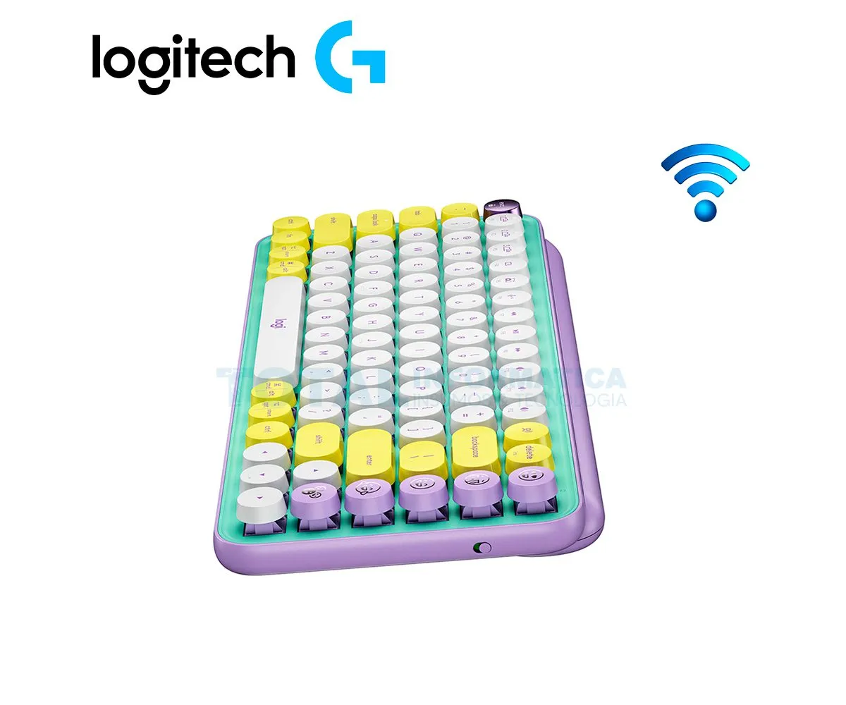 TECLADO LOGITECH POP KEYS ( 920-010714 ) INALÁMBRICO FRESH VIBES LILA CON VERDE - imagen 3
