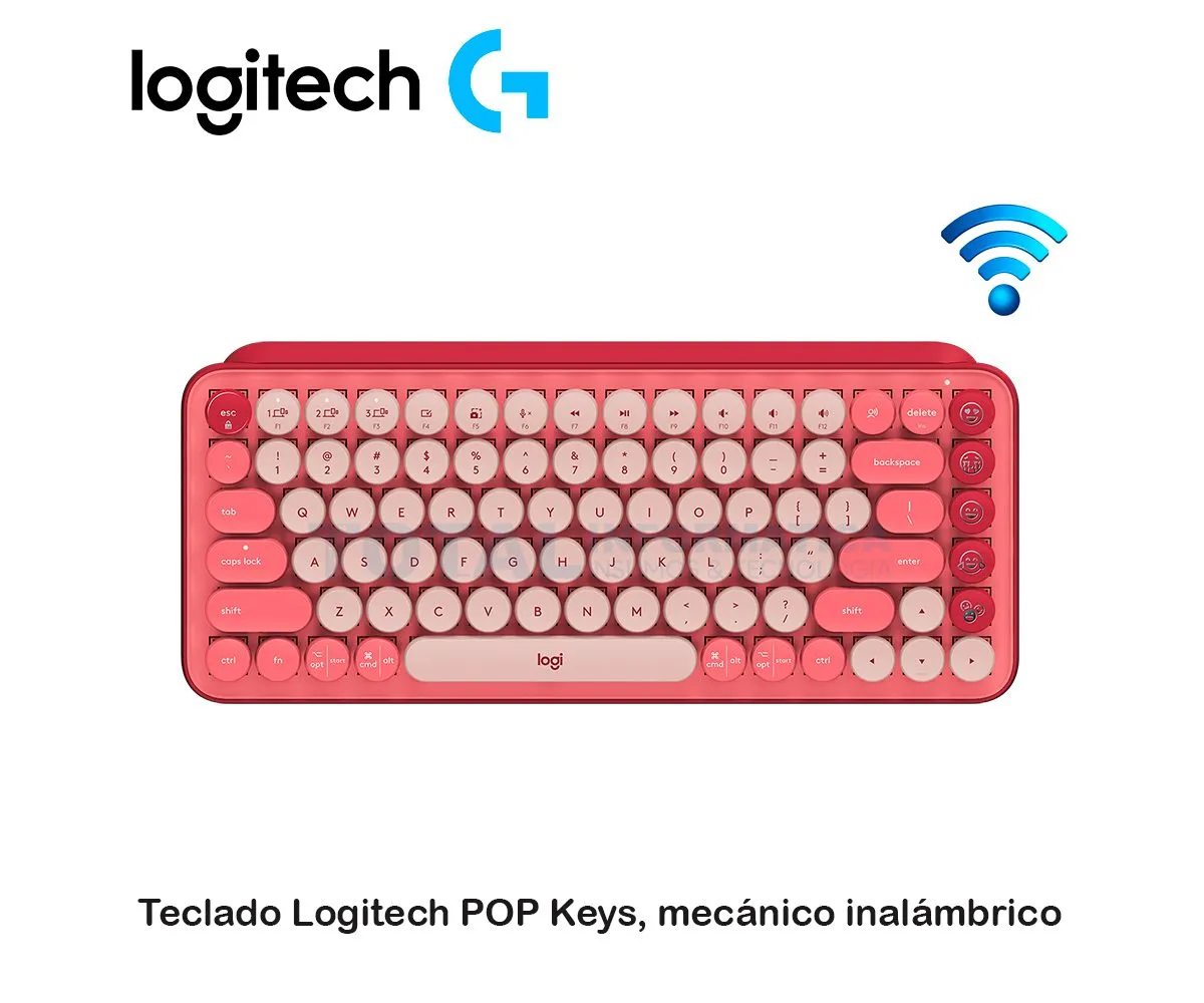 TECLADO LOGITECH POP KEYS ( 920-010715 ) WIRELESS/BT CORAL ROSE - imagen 1