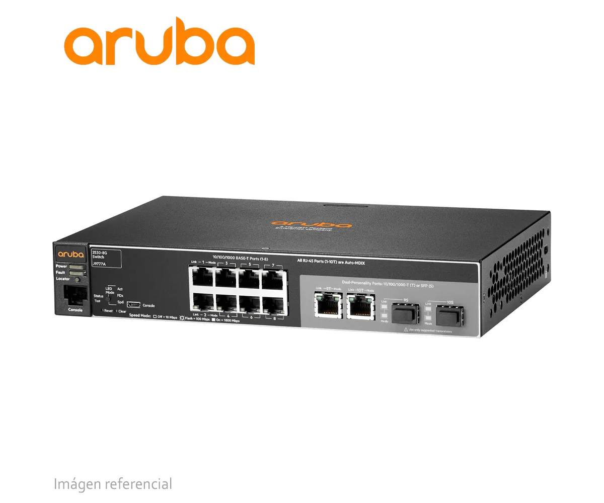 SWITCH HPE ARUBA 2530-8G J9777A, 8 PUERTOS, GIGABIT, 2 SFP, GESTIONADO - imagen 1