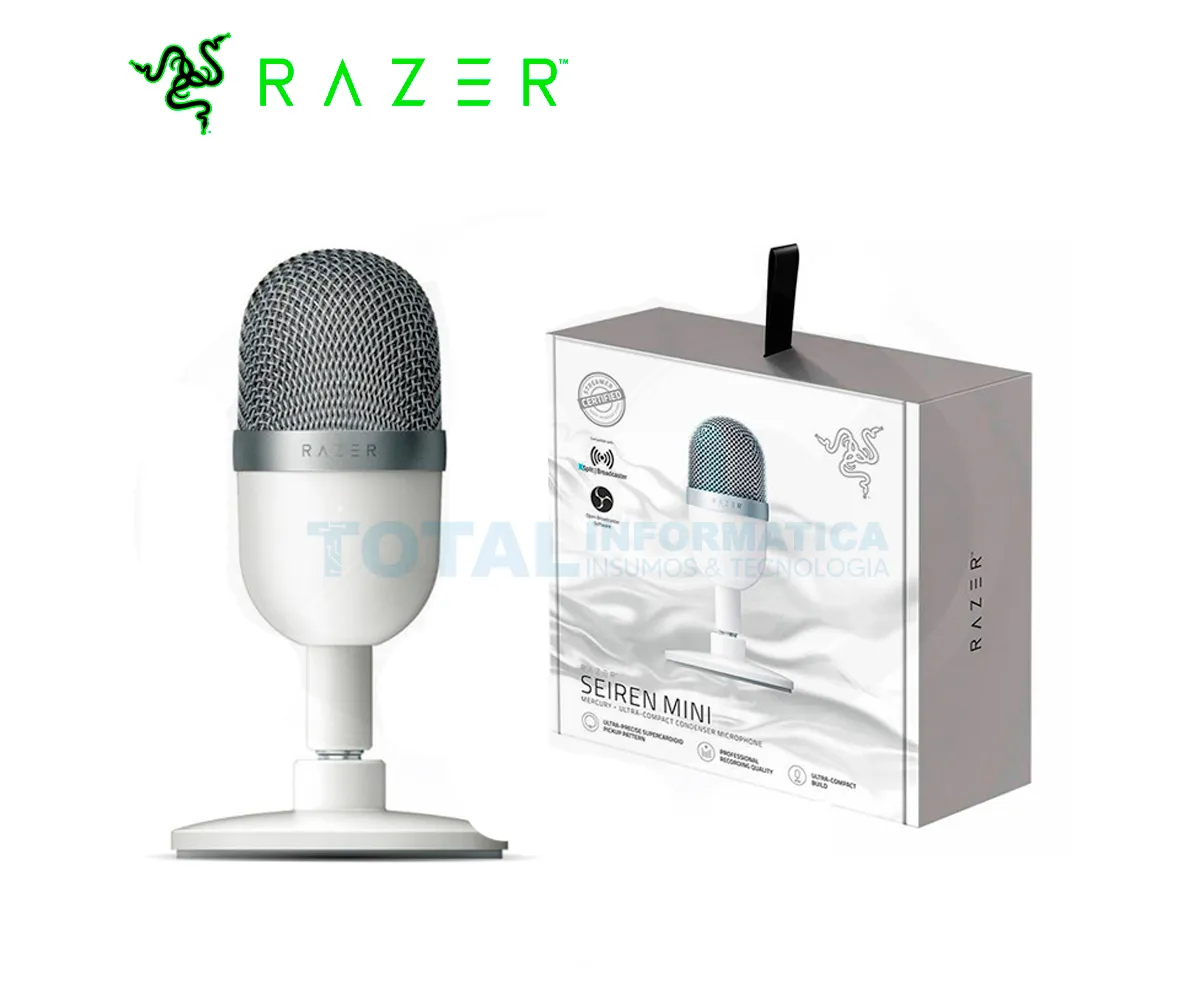 MICROFONO RAZER SEIREN MINI USB STREAMING SUPERCARDIOIDE MERCURY - imagen 1
