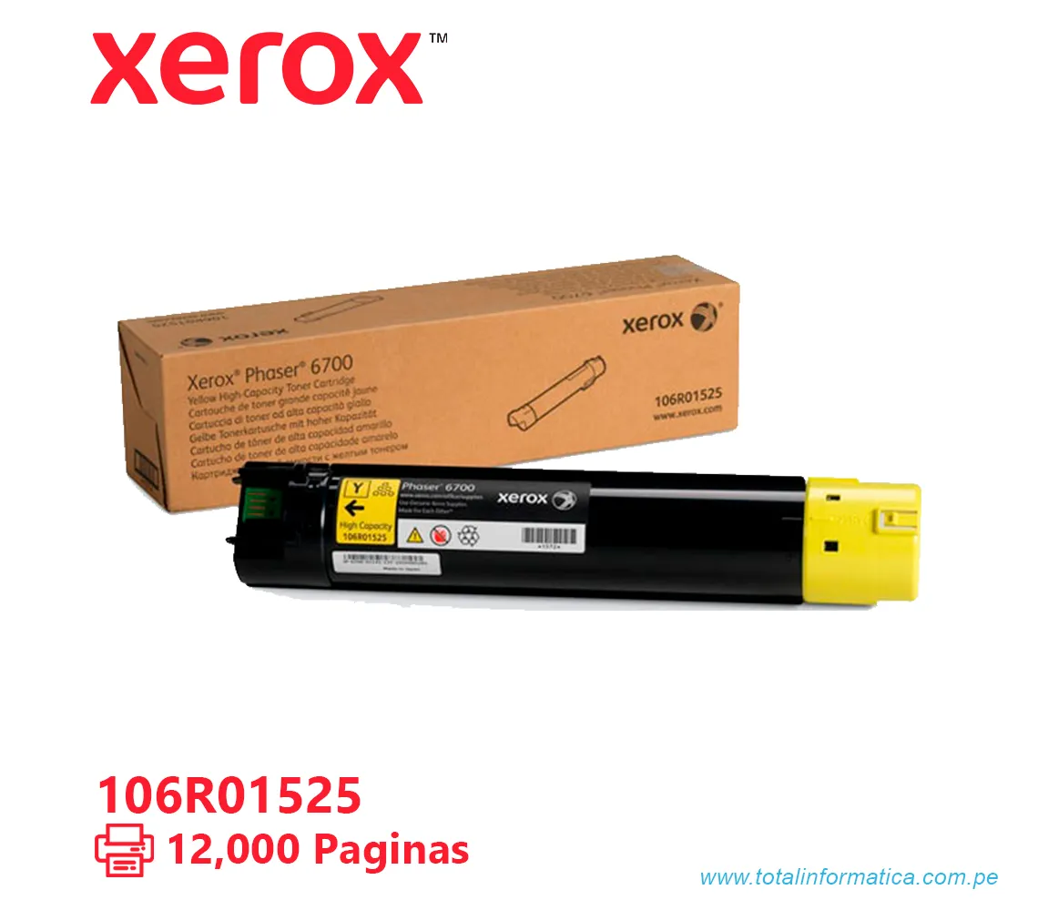TONER XEROX ( 106R01525 ) PHASER 6700 YELLOW, 12K PÁG - imagen 1