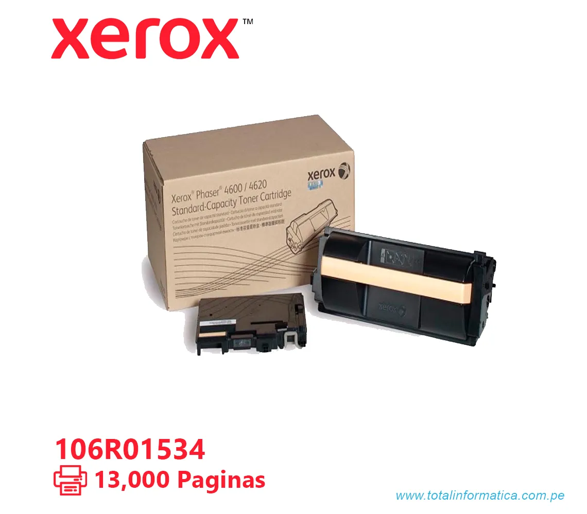TONER XEROX ( 106R01534 ) PHASER 4600, 4620 NEGRO, 13,000 PÁG - imagen 1