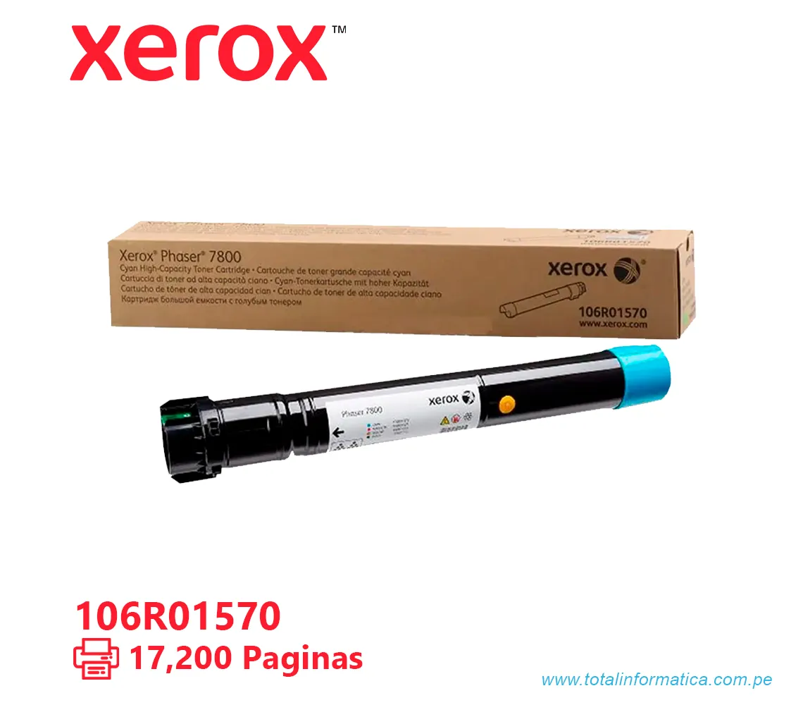 TONER XEROX ( 106R01570 ) PHASER 7800 CYAN, 17,200 PÁG - imagen 1