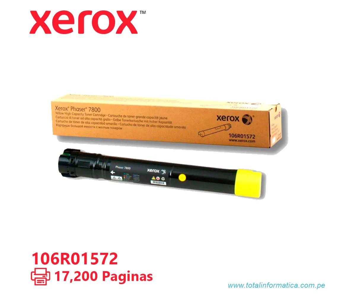 TONER XEROX ( 106R01572 ) PHASER 7800 YELLOW, 17,200 PÁG - imagen 1