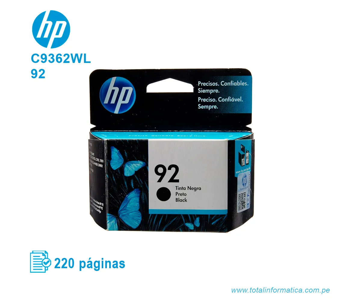 TINTA HP 92 NEGRO ( C9362WL ) DESKJET 6540, 220 PÁG - imagen 1