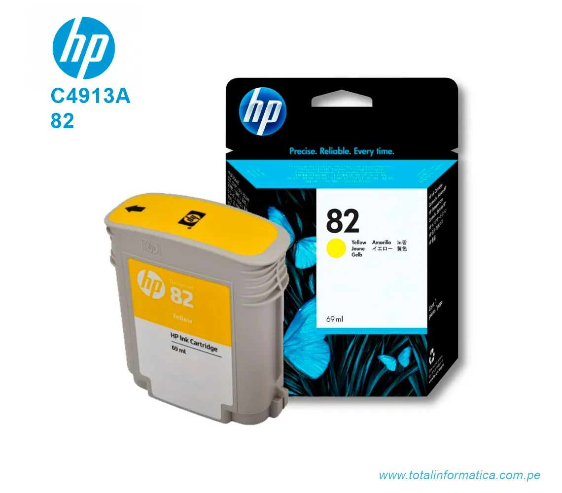 TINTA HP 82 YELLOW ( C4913A ) DESIGNJET 500, 800C, 69ML - imagen 2