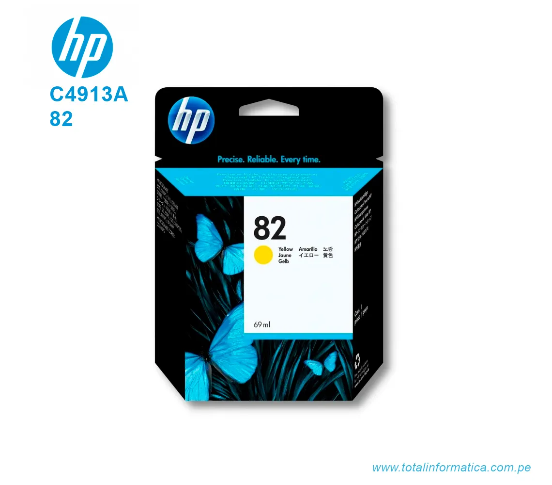 TINTA HP 82 YELLOW ( C4913A ) DESIGNJET 500, 800C, 69ML - imagen 1