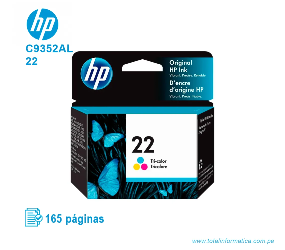 TINTA HP 22 TRICOLOR ( C9352AL ) D1560, F380, 4355 - imagen 1