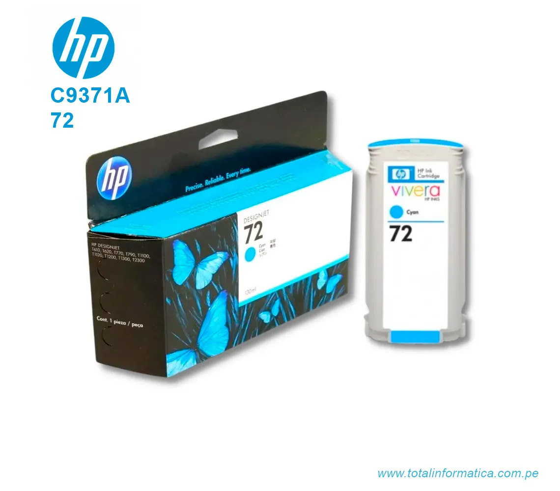 TINTA HP 72 CYAN 130ML ( C9371A ) DESIGNJET T610, T790 - imagen 2