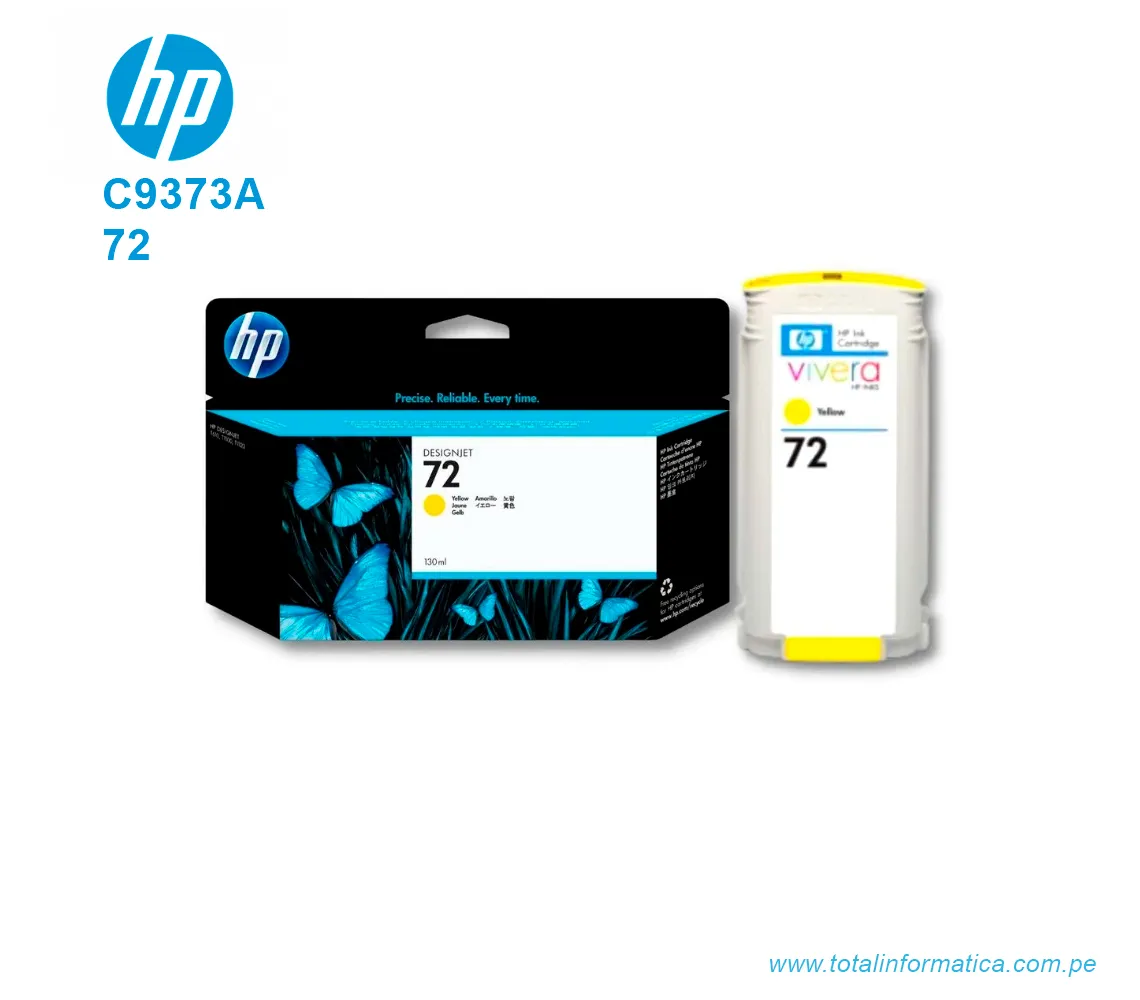 TINTA HP 72 YELLOW 130ML ( C9373A ) DESIGNJET T610, T790 - imagen 2
