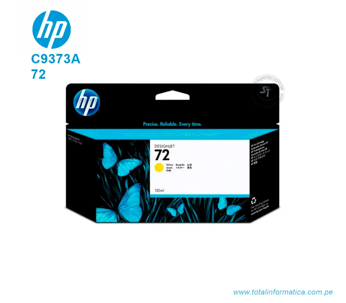 TINTA HP 72 YELLOW 130ML ( C9373A ) DESIGNJET T610, T790 - imagen 1